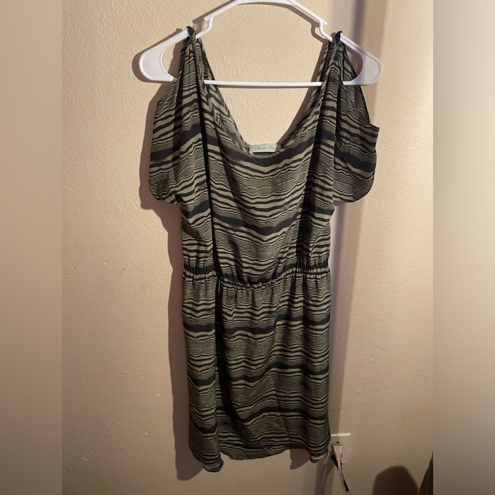 Geren Ford women’s green and black stripe dress-medium